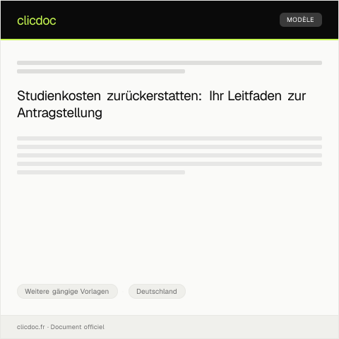 Dokumentvorschau: Antrag auf Erstattung von Studienkosten — Weitere gängige Vorlagen, Deutschland
