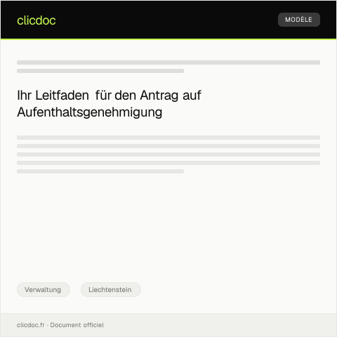 Dokumentvorschau: Antrag auf Erteilung einer Aufenthaltsgenehmigung — Verwaltung, Liechtenstein