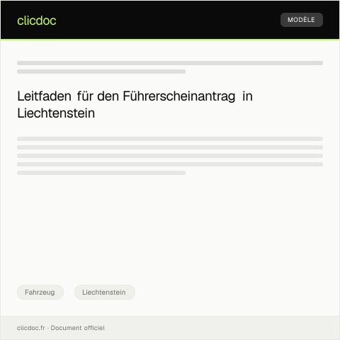 Dokumentvorschau: Antrag auf Erteilung eines Führerscheins — Fahrzeug, Liechtenstein