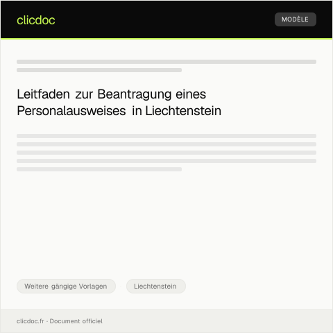 Dokumentvorschau: Antrag auf Antrag auf Erteilung eines Personalausweises — Weitere gängige Vorlagen, Liechtenstein