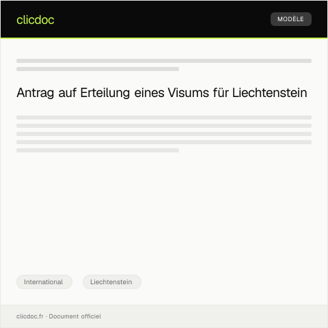 Dokumentvorschau: Antrag auf Erteilung eines Visums — International, Liechtenstein