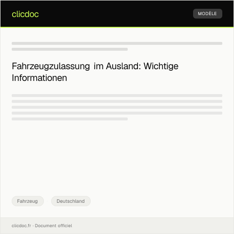 Dokumentvorschau: Antrag auf Fahr­zeug­zulassung im Ausland — Fahrzeug, Deutschland