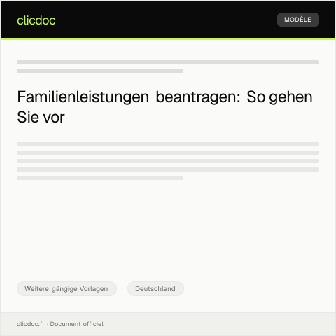 Dokumentvorschau: Antrag auf Familienleistungen — Weitere gängige Vorlagen, Deutschland