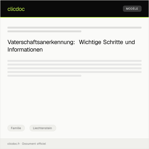 Dokumentvorschau: Antrag auf Feststellung der Vaterschaft beim Amt für Personenstandswesen — Familie, Liechtenstein