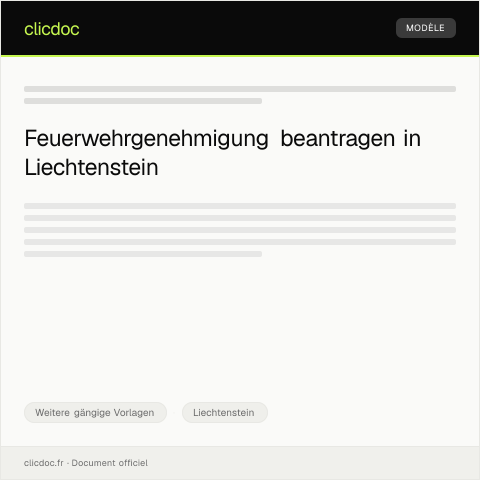 Dokumentvorschau: Antrag auf Feuerwehrgenehmigung — Weitere gängige Vorlagen, Liechtenstein