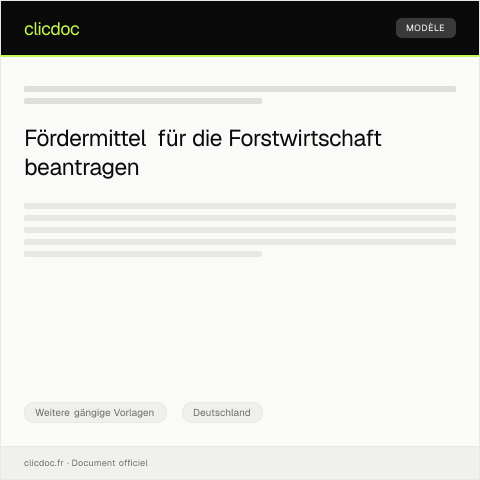 Dokumentvorschau: Antrag auf Forstwirtschaftliche Fördermittel — Weitere gängige Vorlagen, Deutschland