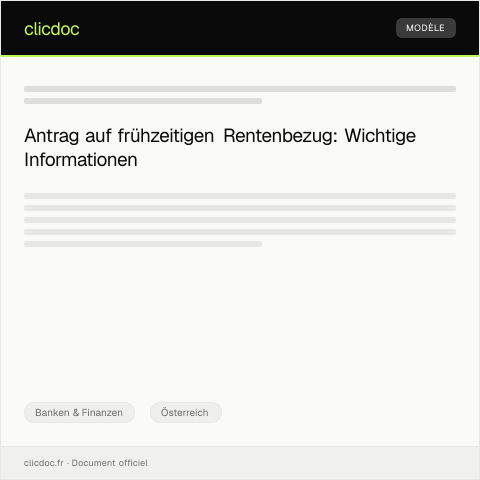 Dokumentvorschau: Antrag auf frühzeitigen Rentenbezug — Banken & Finanzen, Österreich