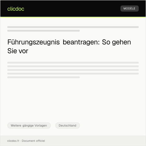 Dokumentvorschau: Antrag auf Führungszeugnis — Weitere gängige Vorlagen, Deutschland