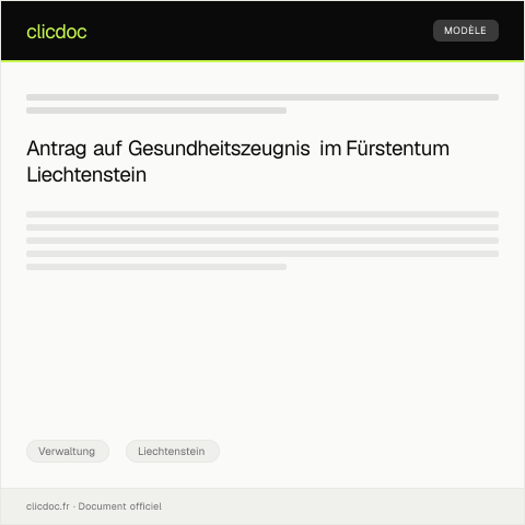 Dokumentvorschau: Antrag auf Ausstellung eines Gesundheitszeugnisses beim Amt für Gesundheit — Verwaltung, Liechtenstein