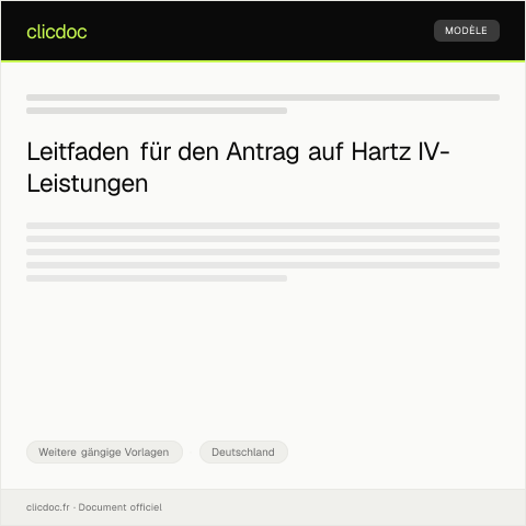 Dokumentvorschau: Antrag auf Hartz IV-Leistungen — Weitere gängige Vorlagen, Deutschland