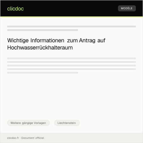 Dokumentvorschau: Antrag auf Hochwasserrückhalteraum — Weitere gängige Vorlagen, Liechtenstein