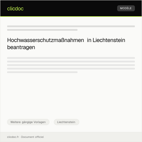 Dokumentvorschau: Antrag auf Hochwasserschutzmaßnahmen — Weitere gängige Vorlagen, Liechtenstein