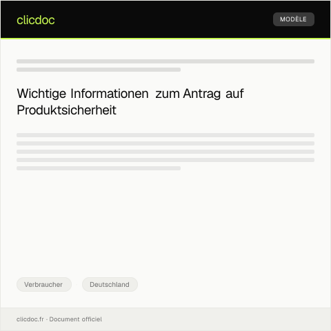 Dokumentvorschau: Antrag auf Information zur Produkt­sicherheit — Verbraucher, Deutschland
