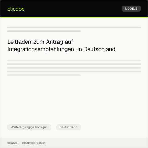 Dokumentvorschau: Antrag auf Integrationsempfehlungen — Weitere gängige Vorlagen, Deutschland