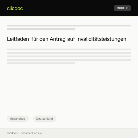 Dokumentvorschau: Antrag auf Invaliditätsleistungen bei Berufsunfähigkeit — Gesundheit, Deutschland