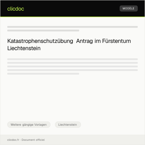 Dokumentvorschau: Antrag auf Katastrophenschutzübung — Weitere gängige Vorlagen, Liechtenstein