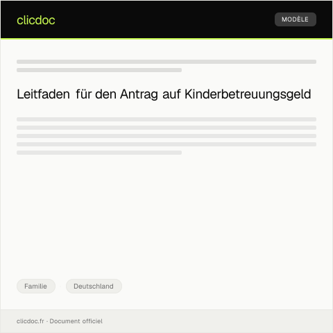 Dokumentvorschau: Antrag auf Kinderbetreuungsgeld — Familie, Deutschland