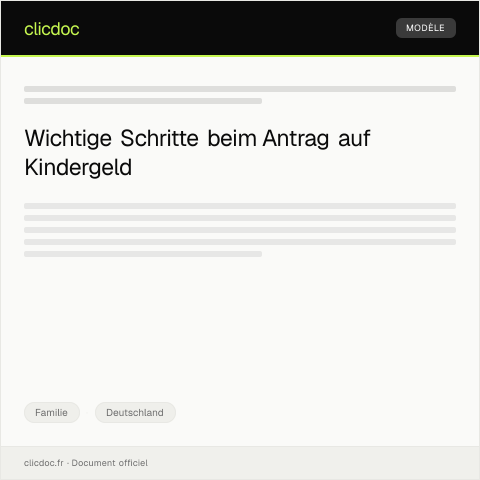 Dokumentvorschau: Antrag auf Kindergeld — Familie, Deutschland