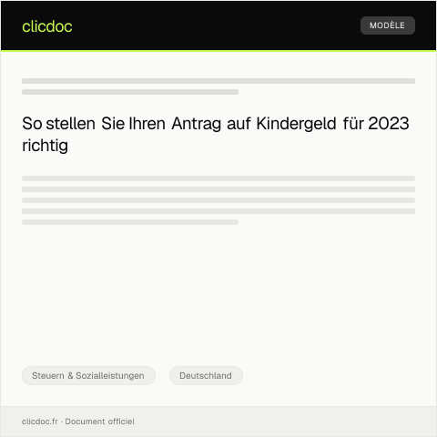 Dokumentvorschau: Antrag auf Kindergeld für das Jahr 2023 — Steuern & Sozialleistungen, Deutschland