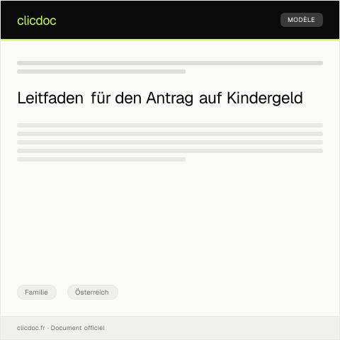 Dokumentvorschau: Antrag auf Kindergeld — Familie, Österreich