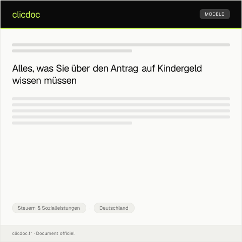 Dokumentvorschau: Antrag auf Kindergeld beim Familienkasse — Steuern & Sozialleistungen, Deutschland