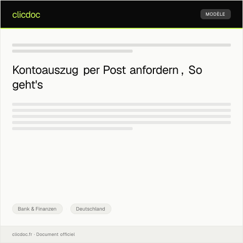 Dokumentvorschau: Antrag auf Erhalt eines Kontoauszugs per Post — Bank & Finanzen, Deutschland