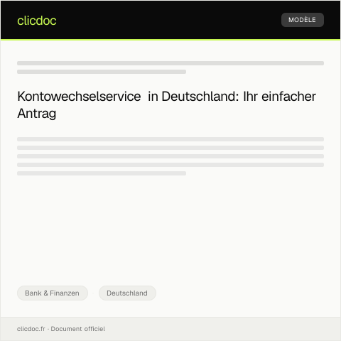 Dokumentvorschau: Antrag auf Kontowechselservice – Formular — Bank & Finanzen, Deutschland