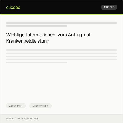Dokumentvorschau: Antrag auf Krankengeldleistung — Gesundheit, Liechtenstein