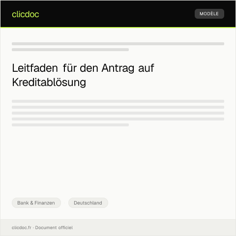 Dokumentvorschau: Antrag auf Kreditablösung – Musterformular — Bank & Finanzen, Deutschland