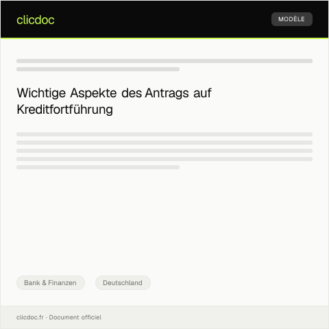 Dokumentvorschau: Antrag auf Kreditfortführung – Musterformular — Bank & Finanzen, Deutschland