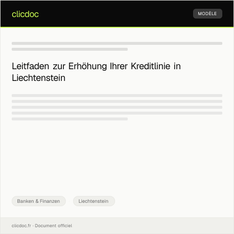 Dokumentvorschau: Antrag auf Kreditlinie-Erhöhung — Banken & Finanzen, Liechtenstein