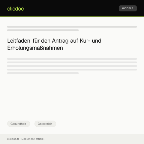 Dokumentvorschau: Antrag auf Kur- und Erholungsmaßnahmen — Gesundheit, Österreich