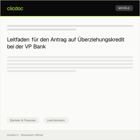 Dokumentvorschau: Antrag auf kurzfristigen Überziehungskredit bei der VP Bank — Banken & Finanzen, Liechtenstein
