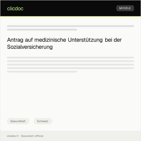 Dokumentvorschau: Antrag auf medizinische Assistance bei der Sozialversicherung — Gesundheit, Schweiz