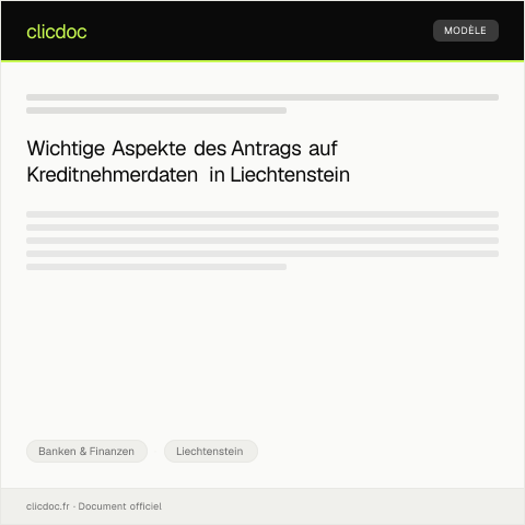 Dokumentvorschau: Antrag auf Meldung von Kreditnehmerdaten — Banken & Finanzen, Liechtenstein