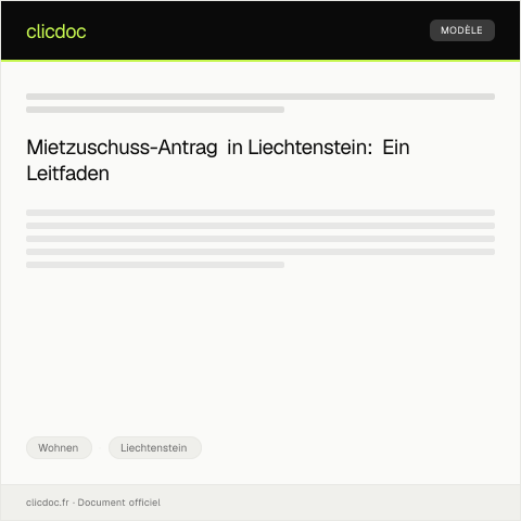 Dokumentvorschau: Antrag auf Mietzuschuss bei der liechtensteinischen Landesverwaltung — Wohnen, Liechtenstein