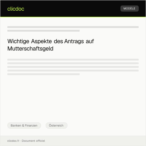 Dokumentvorschau: Antrag auf Leistung bei Mutterschaftsgeld — Banken & Finanzen, Österreich