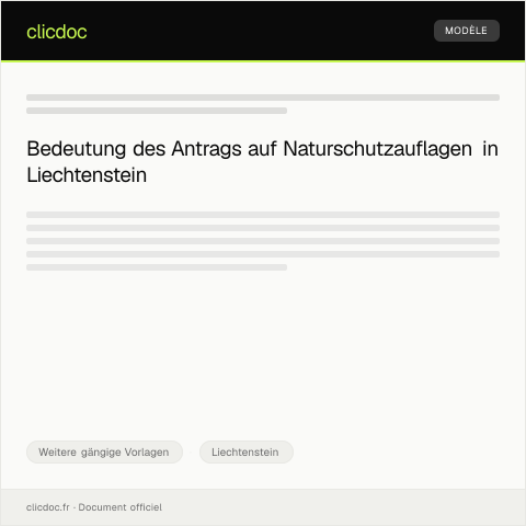 Dokumentvorschau: Antrag auf Naturschutzauflagen — Weitere gängige Vorlagen, Liechtenstein