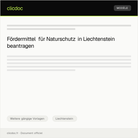 Dokumentvorschau: Antrag auf Naturschutzförderung — Weitere gängige Vorlagen, Liechtenstein