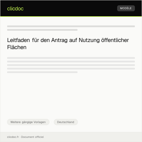 Dokumentvorschau: Antrag auf Nutzung öffentlicher Flächen — Weitere gängige Vorlagen, Deutschland