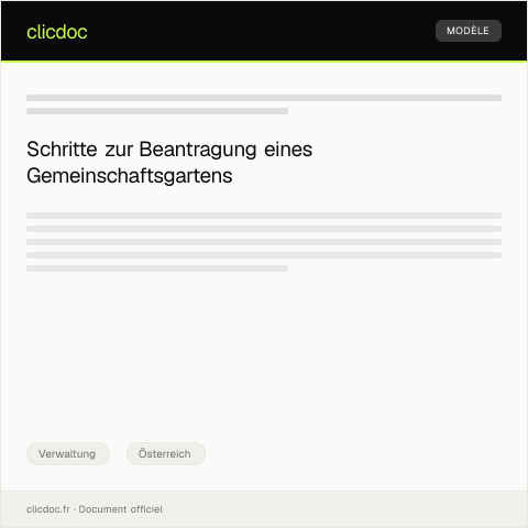 Dokumentvorschau: Antrag auf Nutzungserlaubnis für einen Gemeinschaftsgarten — Verwaltung, Österreich