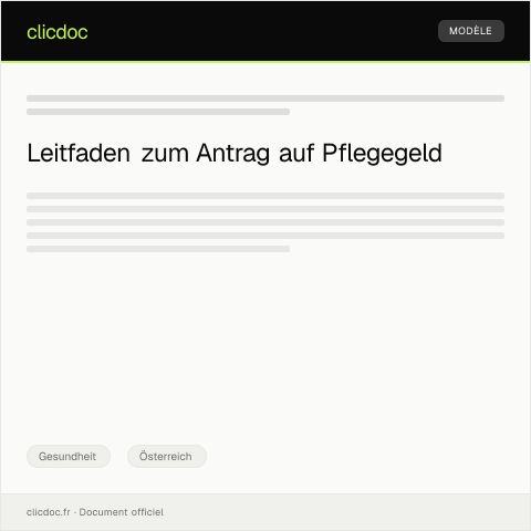 Dokumentvorschau: Antrag auf Pflegegeld — Gesundheit, Österreich