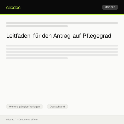 Dokumentvorschau: Antrag auf Pflegegrad — Weitere gängige Vorlagen, Deutschland