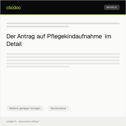 Dokumentvorschau: Antrag auf Pflegekindaufnahme — Weitere gängige Vorlagen, Deutschland