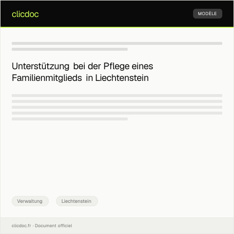 Dokumentvorschau: Antrag auf Unterstützung bei der Pflege eines Familienmitglieds beim Amt für Soziale Dienste — Verwaltung, Liechtenstein