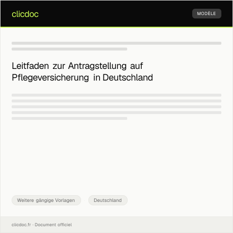 Dokumentvorschau: Antrag auf Pflegeversicherung — Weitere gängige Vorlagen, Deutschland