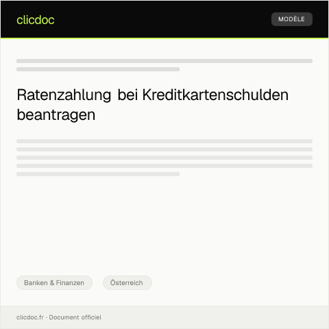 Dokumentvorschau: Antrag auf Ratenzahlung bei der Kreditkartenschuldenregulierung — Banken & Finanzen, Österreich