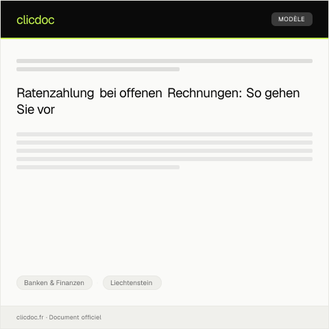Dokumentvorschau: Antrag auf Ratenzahlung bei offenen Rechnungen bei der Bank — Banken & Finanzen, Liechtenstein