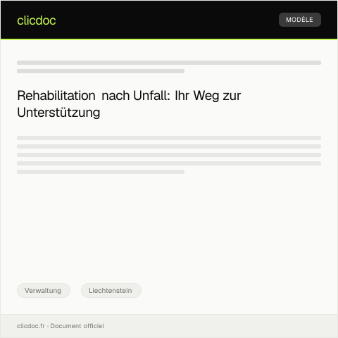 Dokumentvorschau: Antrag auf Rehabilitation nach Unfall — Verwaltung, Liechtenstein