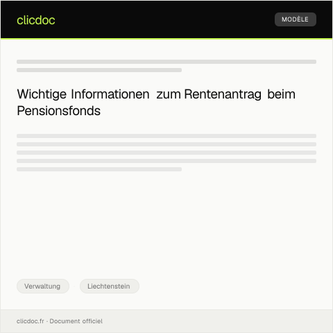 Dokumentvorschau: Antrag auf Rentenbeginn beim Pensionsfonds Liechtenstein — Verwaltung, Liechtenstein